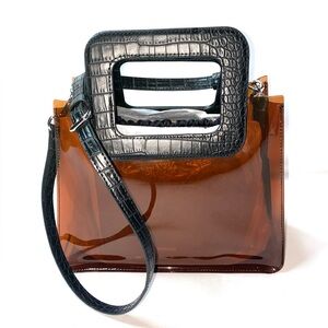 Vince Camuto Clea Handbag. Transparent Designer Mini Bag. Brown Fall Crossbody 🍁